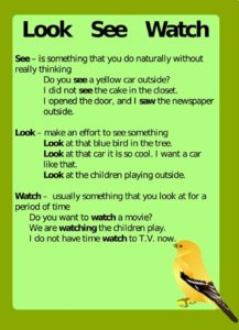 Difference between "to look", "to see" and "to watch"